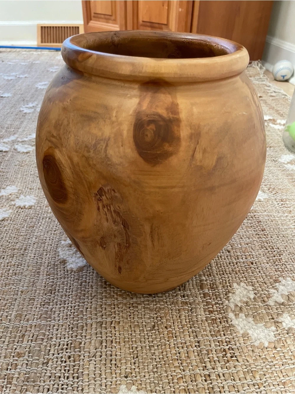 Turned Teak Root Dry Vase Rounded Urn